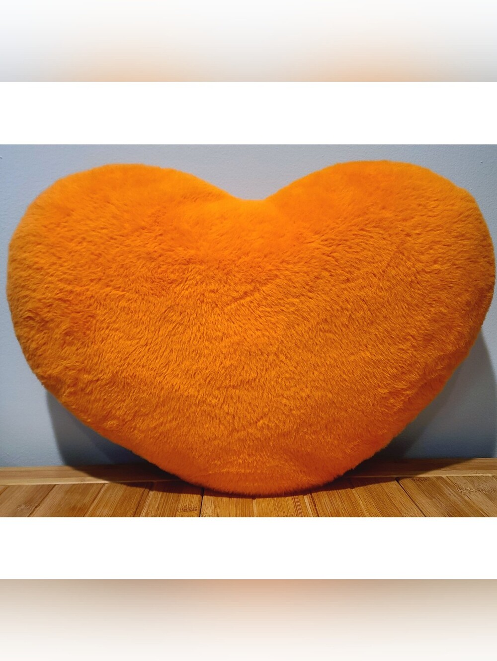 Large Orange Fluffy Soft Heart Throw Pillow